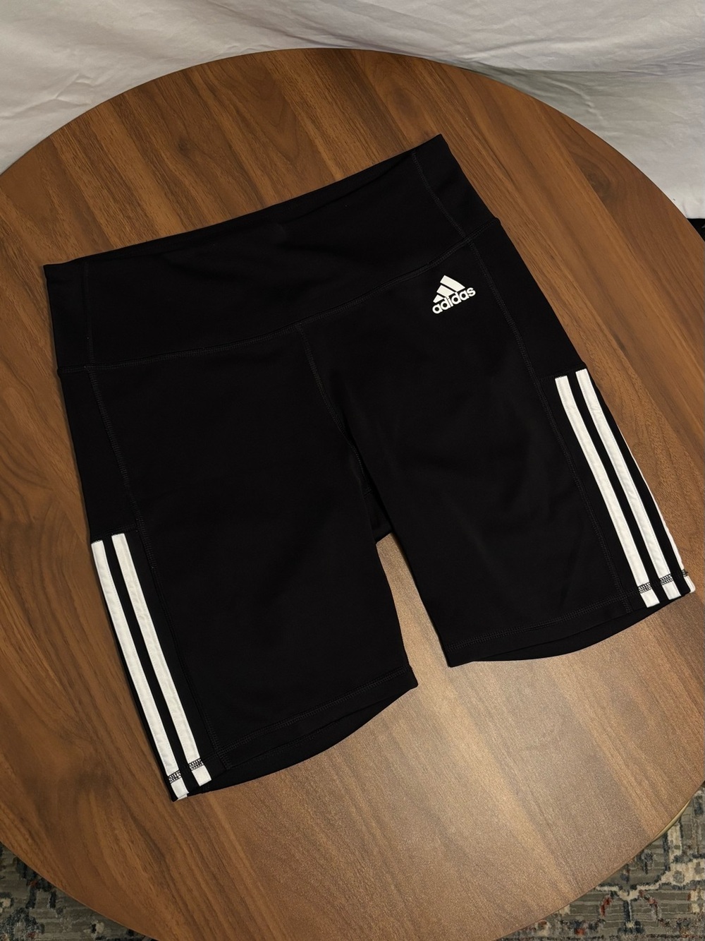 adidas Black Bike Shorts with White 3-Stripes